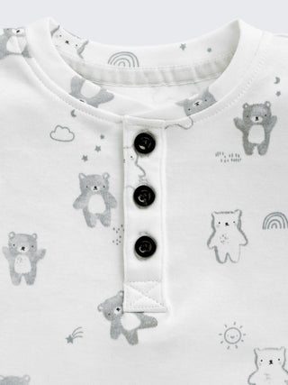 Eebabee Newborn Teddy Print Henley Tee