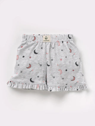 Full sleeve moon & star pattern in grey frill set for baby girl - Kidulan