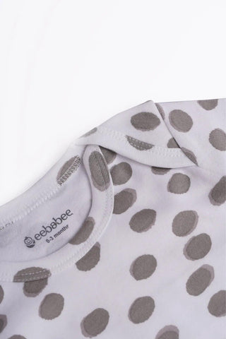 Full sleeve white & brown dot pattern bodysuit for baby