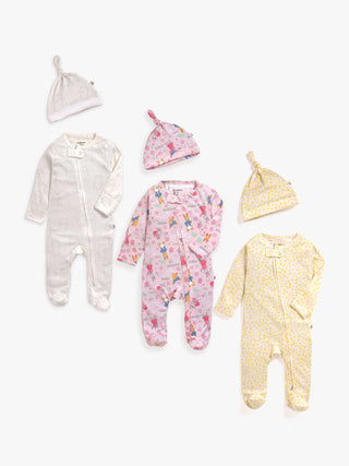 Baby 3 pc colorful print zipper sleepsuit with cap - Kidulan