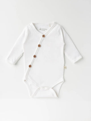 Full sleeve pure white cross button bodysuit for baby - Kidulan