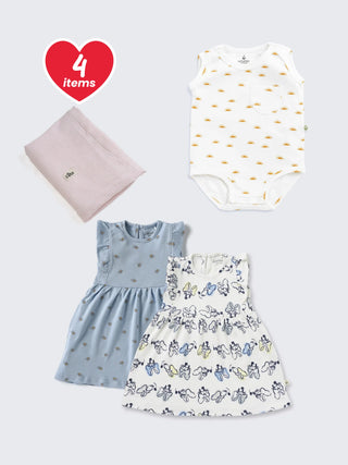 Baby Girl Essentials – 4 Pc Gift Combo - Kidulan