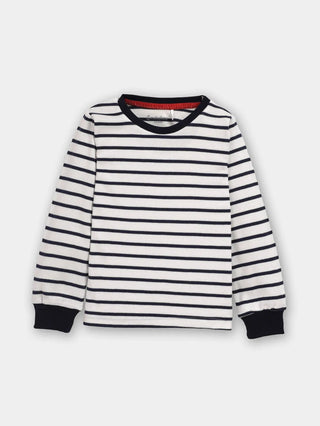 Full sleeve black small line stripe pattern in white cuff t-shirt for baby - Kidulan