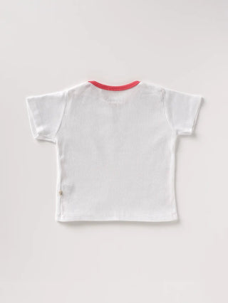 Half sleeve red, white summer outfit for baby - Kidulan