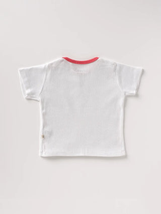 Half sleeve red, white summer outfit for baby
