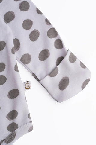 Full sleeve white & brown dot pattern bodysuit for baby