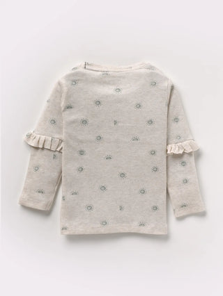 Full sleeve cream frill set for baby girl - Kidulan