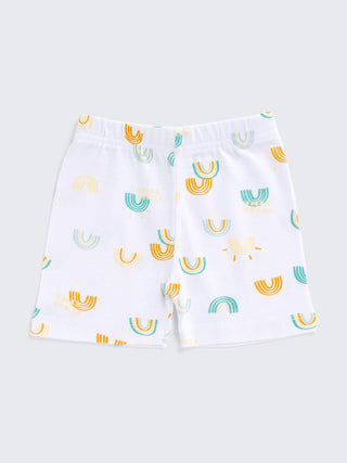Sunny Rainbow Print Bodysuit & Shorts Summer Set for Baby