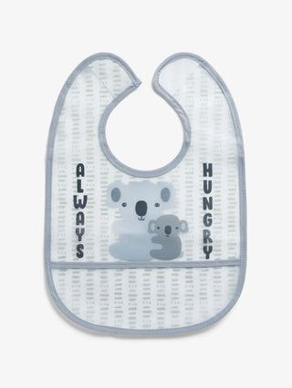 Grey & blue teddy  graphic pattern Baby bibs combo for baby boys & girls