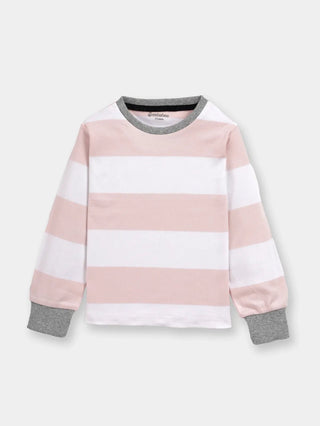 Full sleeve pink & white cuff t shirt for baby - Kidulan