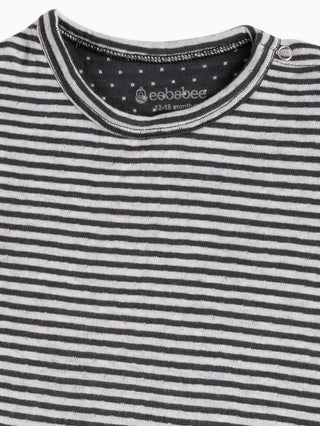 Half sleeve black stripe pattern in white t-shirt & shorts for baby