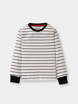 Full sleeve black line stripe pattern in white cuff t-shirt for baby - Kidulan