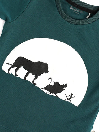 Half sleeve dark green graphic t-shirt for baby - Kidulan