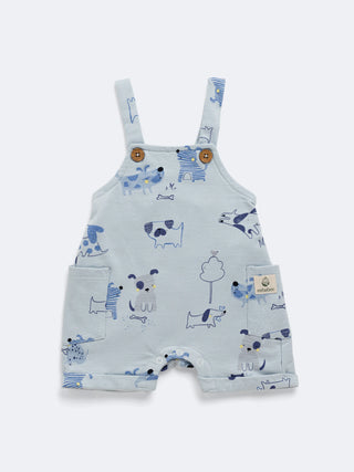 Eebabee Cotton Dungaree Set with Playful Puppy Print