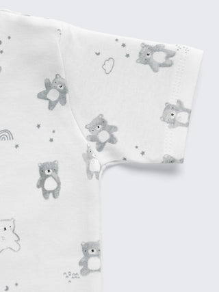 Eebabee Newborn Teddy Print Henley Tee