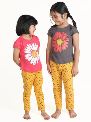 Polka dot pattern in yellow leggings for baby girl - Kidulan