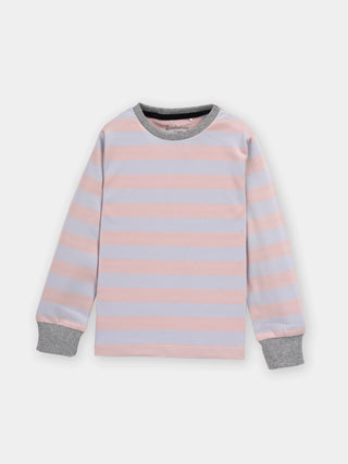 Full sleeve red, black & pink stripe patterns in white cuff t-shirt combo for baby - Kidulan