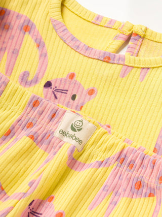 Playfull pink cat top & pant set for girls - Kidulan