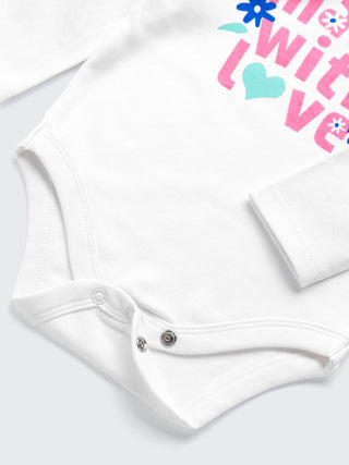 Eebabee Newborn 'Made with Love' 3-Piece Long Sleeve Bodysuit Set