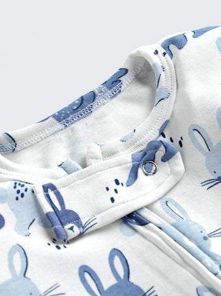 Eebabee Blue Bunny Print Footless Baby Sleepsuit with 2-Way Zip