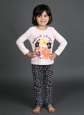 Flower pattern in black leggings for baby girl - Kidulan