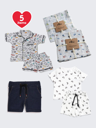 Boys' Daily wear Essentials – 5 Pc Combo Set - Kidulan