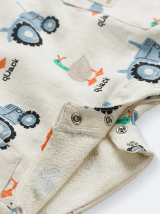 Eebabee Cotton Dungaree Set with Tractor & Duck Print