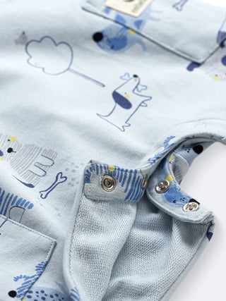 Eebabee Cotton Dungaree Set with Playful Puppy Print