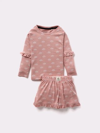 Full sleeve pink & white frill set for baby girl - Kidulan