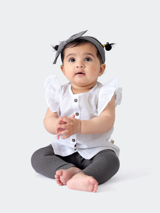 Stylish Baby Girl Combo with Romper, Legging Set & Hairband - Kidulan