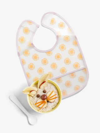 Orange & grey pattern with pink border Baby bibs combo for baby boys & girls - Kidulan