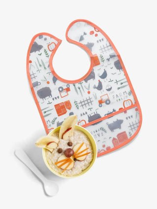 Orange & graphic pattern Baby bibs combo for baby boys & girls - Kidulan