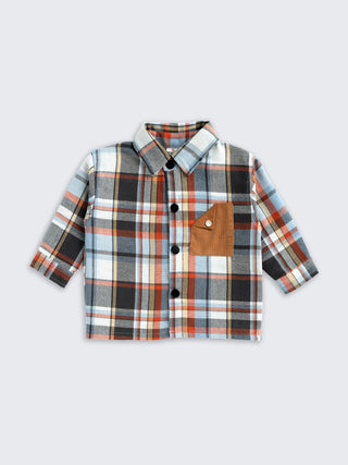 Boys Brown & Blue Check Shirt