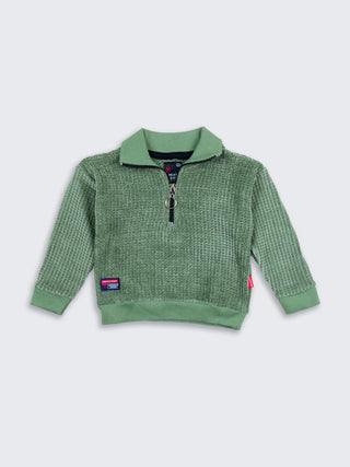 Kids High-Neck Sweatshirt – Olive Green
