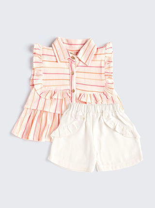 Peachy Stripes Baby Girl 2 piece Set