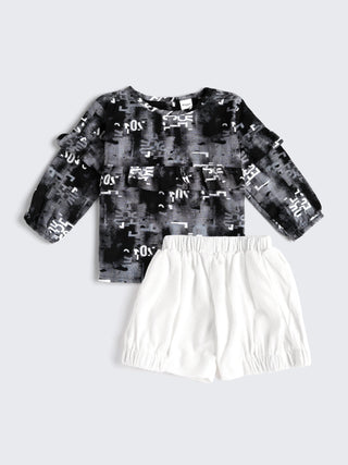 Baby Girl Modern Top & White Shorts Set