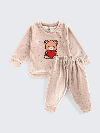 Warm & Snuggly Bear Love Beige Co - Ord Set - Kidulan