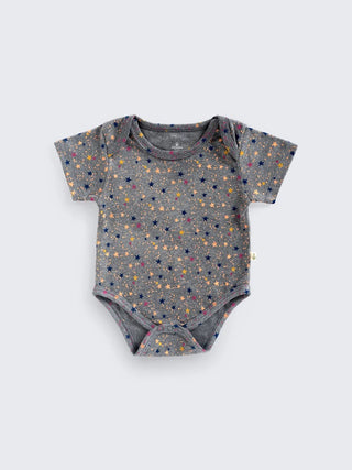 Starry Night Short Sleeve Unisex Baby Bodysuit – Grey - Kidulan