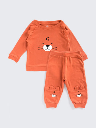 Cute Orange - Bunny Face Sweatshirt & Jogger Set - Kidulan
