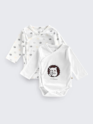 2 - Piece Kimono Style Unisex Bodysuit Set - Hedgehog & Snail Print - Kidulan