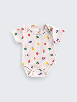 Tropical Fruit & Flora Print Baby Half sleeve Bodysuit - Kidulan