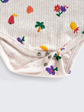 Tropical Fruit & Flora Print Baby Half sleeve Bodysuit - Kidulan