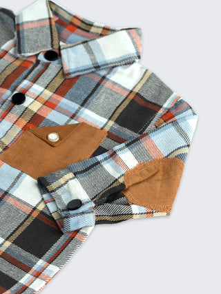 Boys Brown & Blue Check Shirt