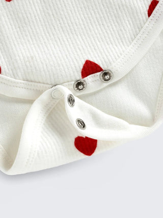 Red Heart Print Half sleeve Unisex Baby Bodysuit - Kidulan