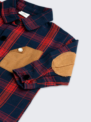 Boys Navy & Red Check Shirt