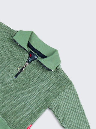Kids High-Neck Sweatshirt – Olive Green