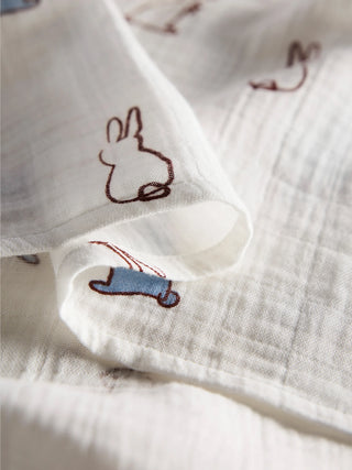 Organic Cotton Muslin Swaddle Blanket - Bunny Print - Kidulan