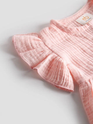 Organic Flutter Frock for Baby Girls – Soft Pink - Kidulan