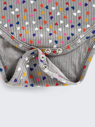 Colorful Hearts on Grey - Unisex Half sleeve Bodysuit - Kidulan
