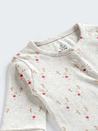 Cozy Reindeer Baby Full Sleeve Sleepsuit - Kidulan